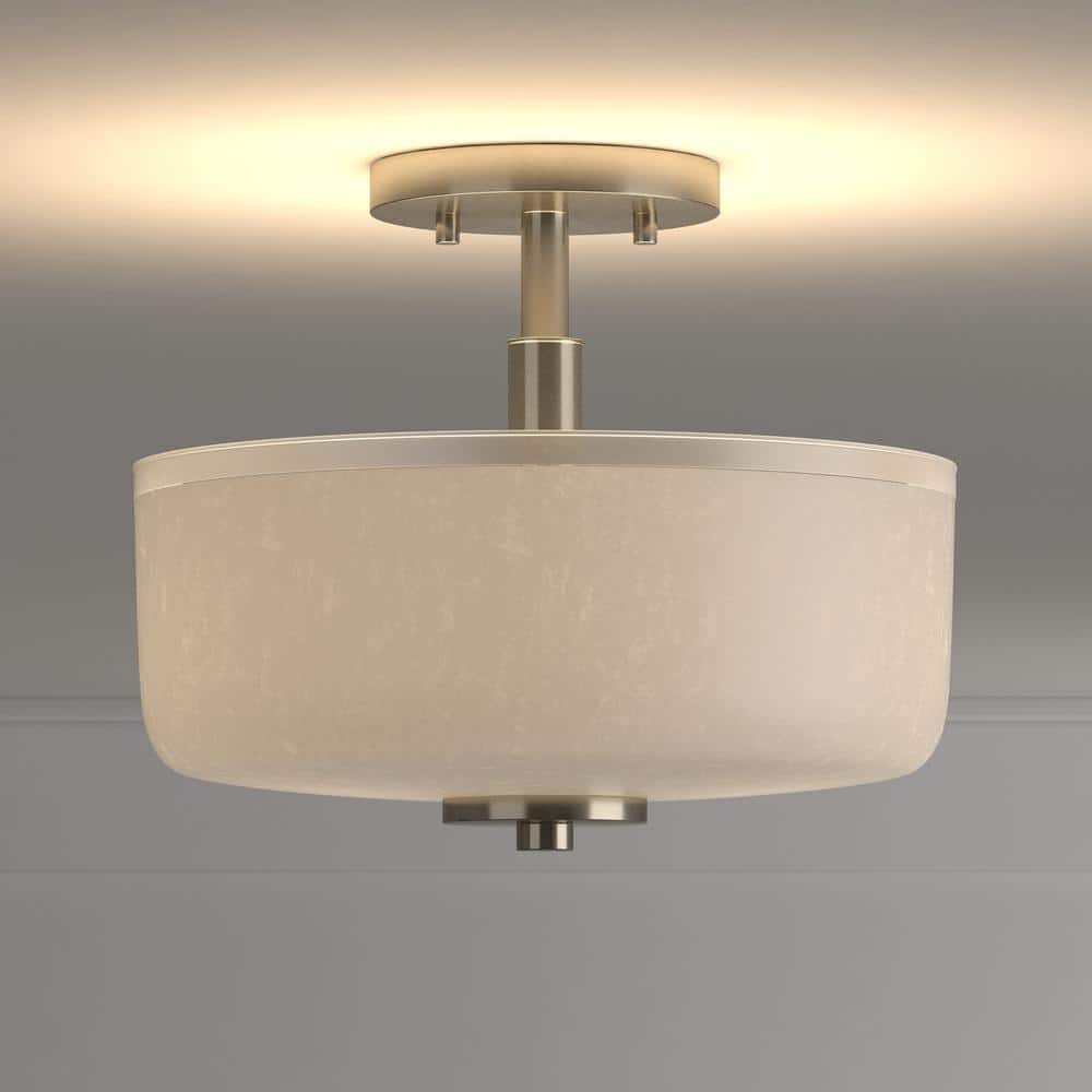 Alexa Brushed Nickel Semi-Flush Mount Light with Glass Shade