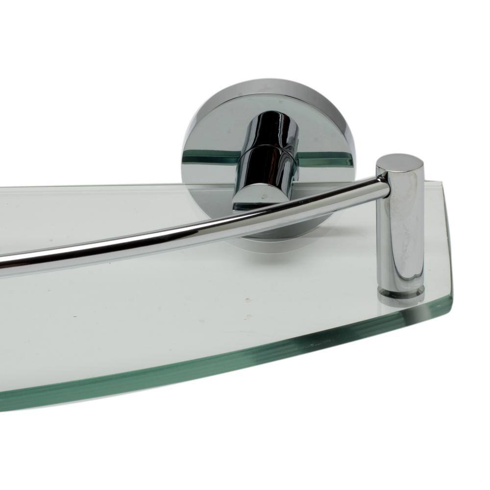 Polished Chrome and Glass Wall Mounted Shower Shelf