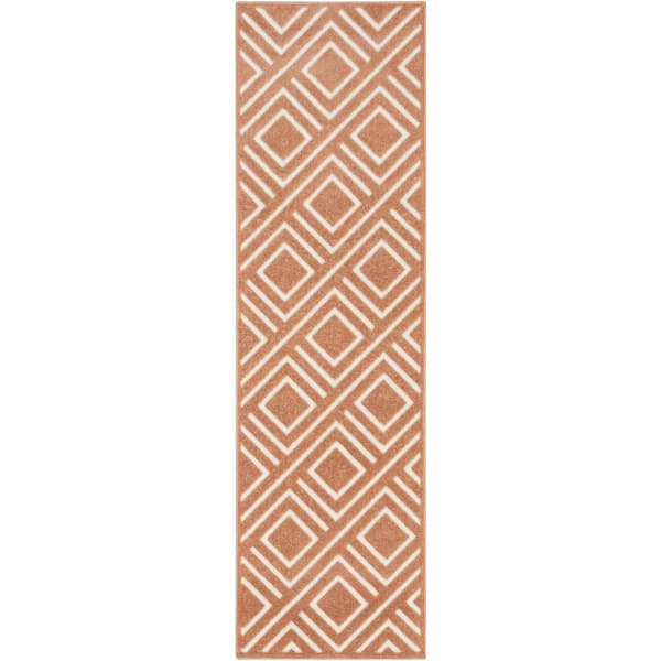 Nourison Casual Copper 2 ft. x 6 ft. Checker Contemporary Runner Area Rug