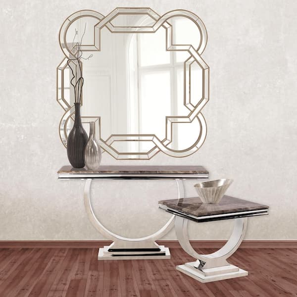 Marley Forrest Large Irregular Champagne Silver Contemporary Mirror (48 in. H x 48 in. W)