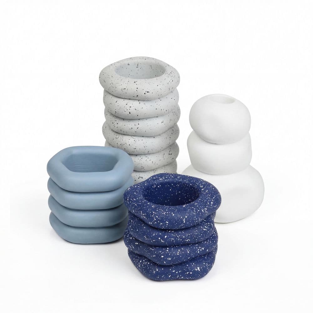Hollis Modern Handmade Concrete Stacked Ring Planter Set with Drainage Holes, Matte Cool Tone (Set of 4) price history on PriceWatchPro