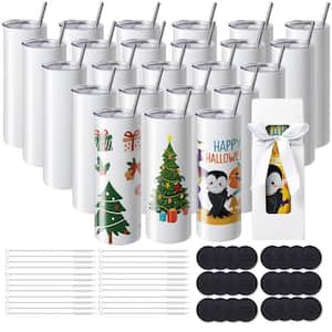 24-Pack Sublimation Tumblers 20 oz. Skinny Straight, Stainless Steel Sublimation Tumblers Blank