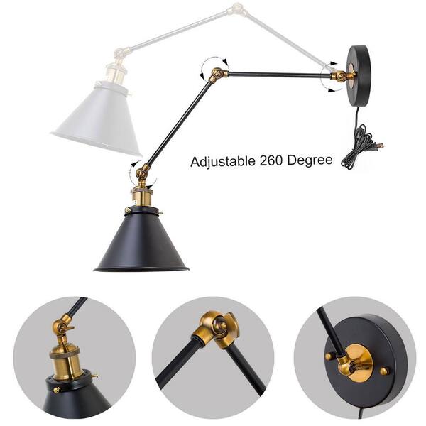 Lnc Adjustable 1 Light Black Modern, Industrial Swing Arm Lamp
