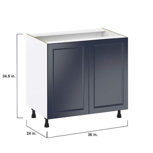 J COLLECTION Devon Painted Blue Recessed Assembled Sink Base Kitchen Cabinet w/ Full Height Doors (24 in. W x 34.5 in. H x 24 in. D)
