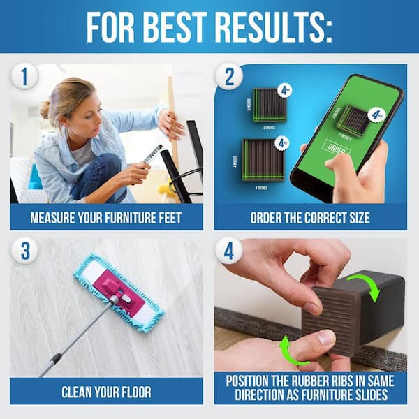 Glarks Black 4Pcs 3 X 3In Square Shape Non Slip Furniture Pads