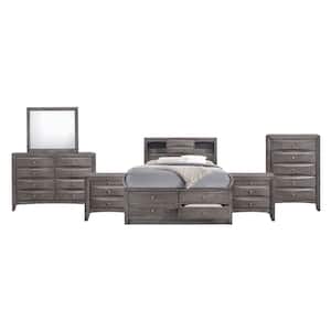 Madison 6-Piece Gray Queen Storage Bedroom Set