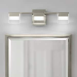 VICINO 3-Light Brushed Nickel Integrated LED Bathroom Vanity Light Bar