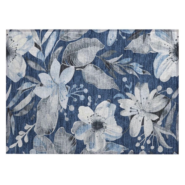 Chantille Machine Washable Indoor/Outdoor Abstract ACN2260 Navy 1 ft. 8 in. x 2 ft. 6 in. Accent Rug