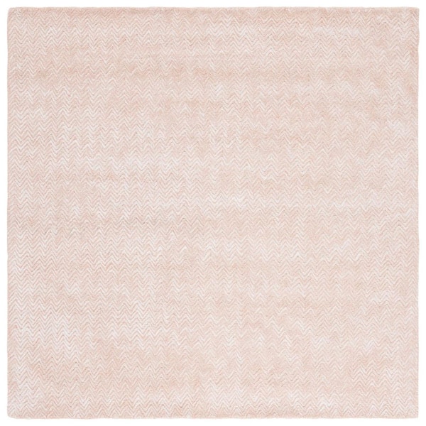 Glamour 6 ft. x 6 ft. Pink/Ivory Striped Chevron square Area Rug