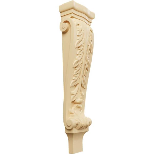 Ekena Millwork 3 in. x 6-1/4 in. x 22 in. Unfinished Wood Maple Large Acanthus Pilaster Corbel