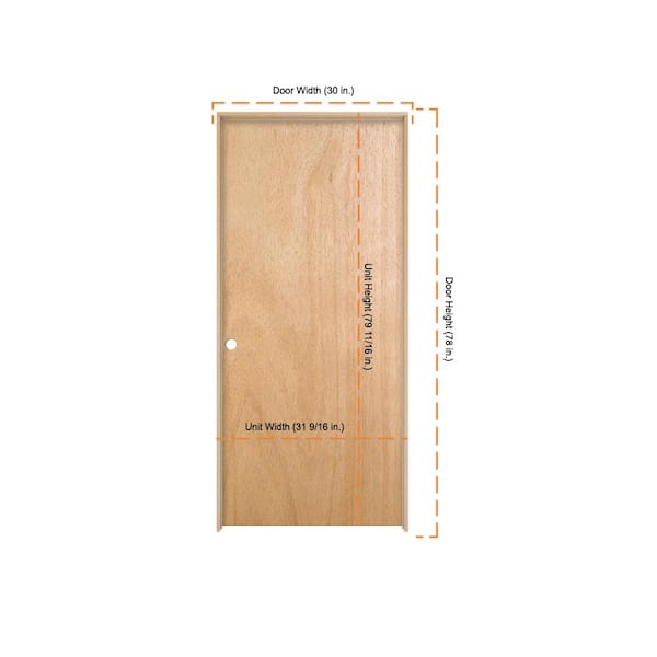 JELD-WEN 30 in. x 78 in. Unfinished Right-Hand Flush Hardwood