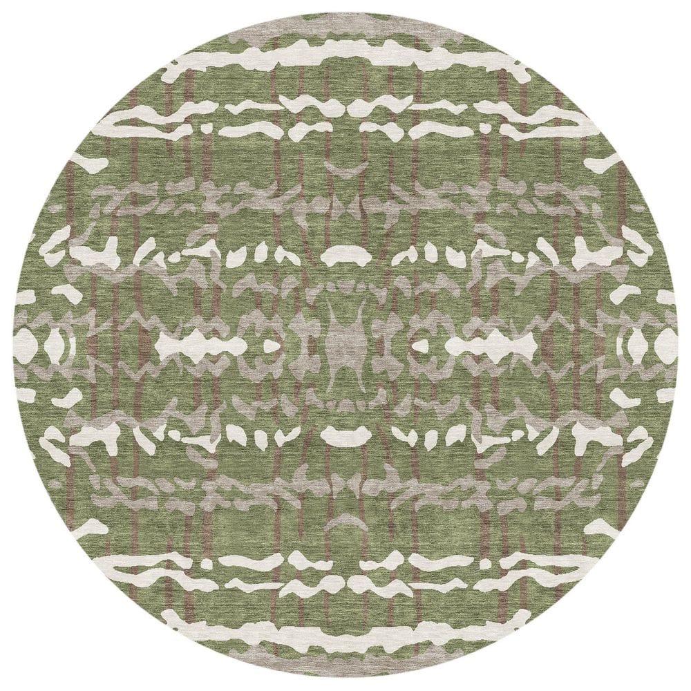 Chantille Machine Washable Indoor/Outdoor Abstract ACN2982 Olive 8 ft. x 8 ft. Round Rug price history on PriceWatchPro