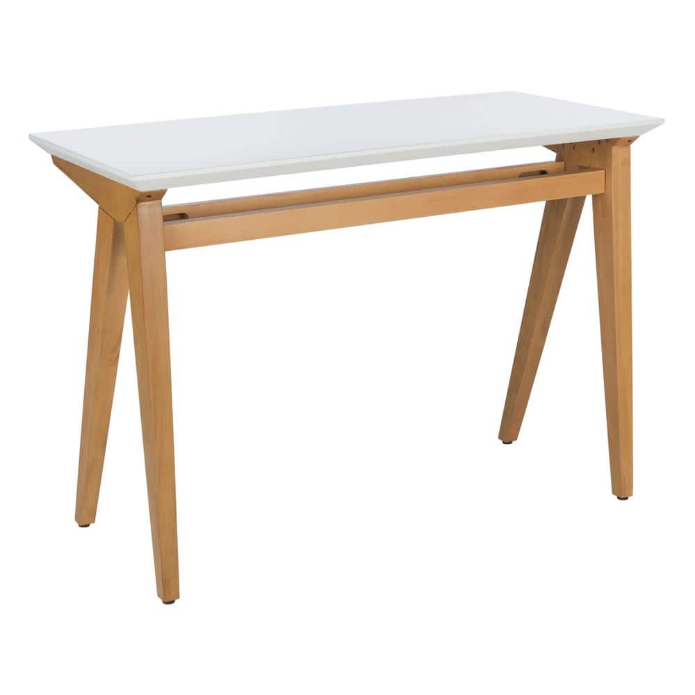 Asymmetrical Oak and White A-Frame Industrial Chic Desk