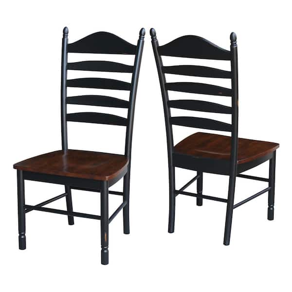 International Concepts Hampton Aged Ebony & Espresso Wood Ladder Back Dining Chair (Set of 2)
