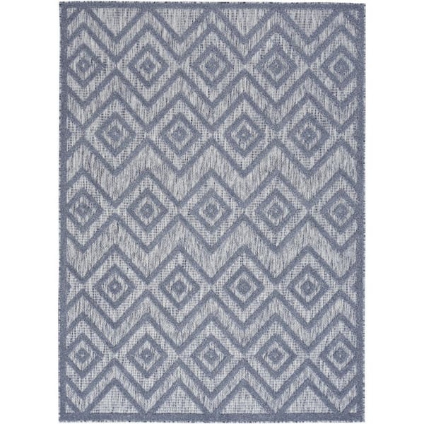 Denim Blue 5 ft. x 7 ft. Woven Polypropylene, Polyester Indoor/Outdoor Area Rug