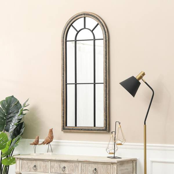 Details about   Luxen Home Rectangular Wood Window Frame Decorative Mirror in Natural 