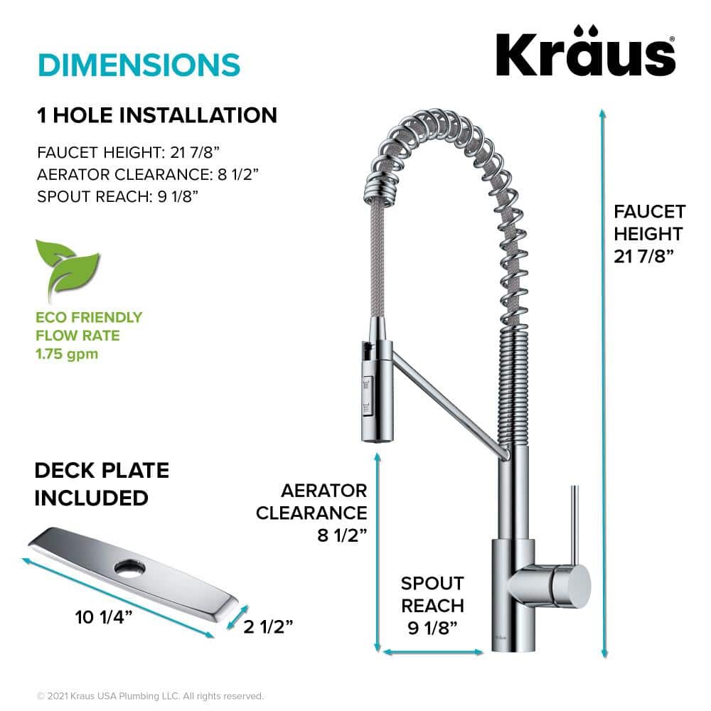 Chrome Commercial Style Pull-Down Kitchen Faucet with Spray