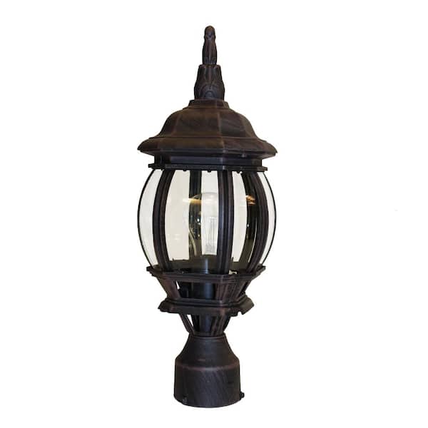 Bel Air Lighting Parsons 1-Light Rust Outdoor Lamp Post Light Fixture with Clear Glass