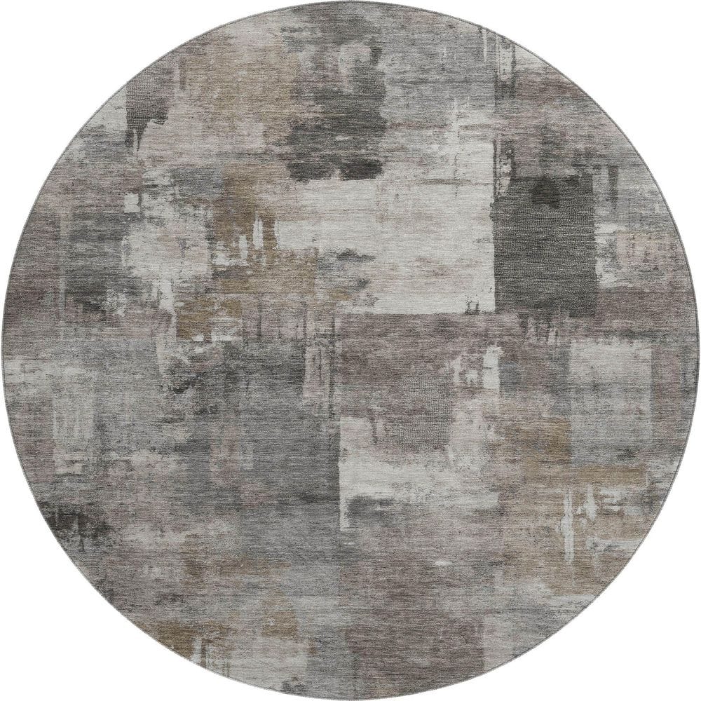 Mayfield Premium Machine Washable Abstract AMF2069 Pewter 8 ft. x 8 ft. Round Rug price history on PriceWatchPro