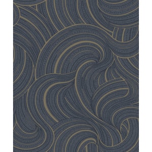 Twisted Clouds Wallpaper Navy Paper Strippable Roll (Covers 57 sq. ft.)
