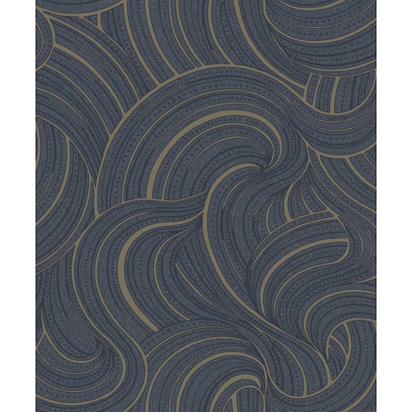 Walls Republic Twisted Clouds Wallpaper Navy Paper Strippable Roll (Covers 57 sq. ft.)