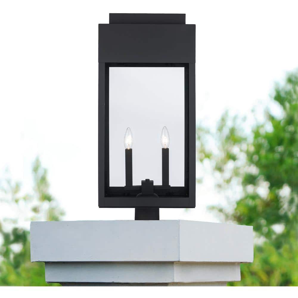 Marley 27 in. 2-Light Black Outdoor Lamp Post Light Fixture with Clear Glass price history on PriceWatchPro