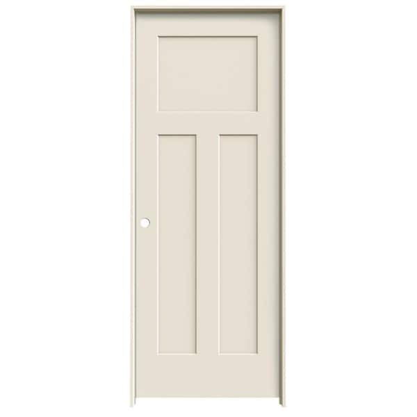 MMI Door 30 in. x 80 in. Smooth Cratsman 3-Panel Right-Hand Solid Core Primed Molded Composite Single Prehung Interior Door