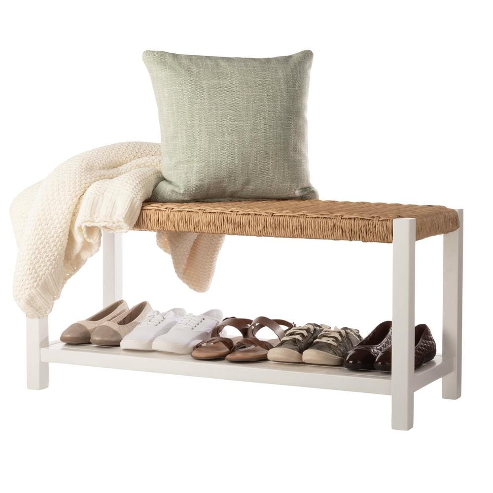 Newport 40 in. Wood Storage Entryway or Dining Bench 14 in. with Handcrafte