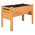8.75 in. x 23.5 in. x 32 in. Brown Wood Raised Garden Planter Bed with Funnel Design and Tool Hooks