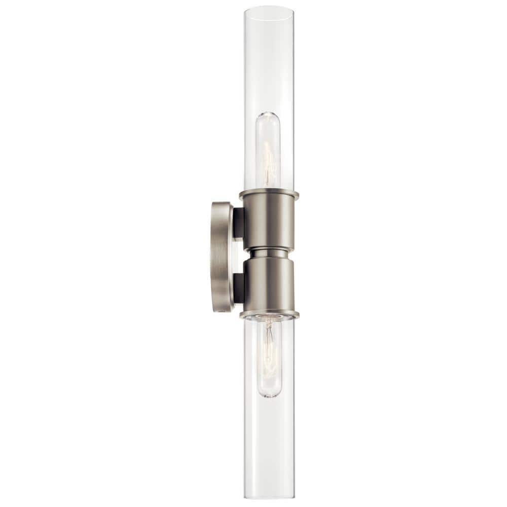 Aviv 24" Brushed Nickel 2-Light Wall Sconce with Clear Glass