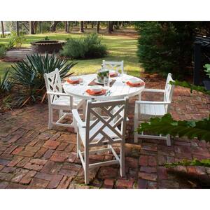 Chippendale White 5-Piece Plastic Outdoor Patio Dining Set