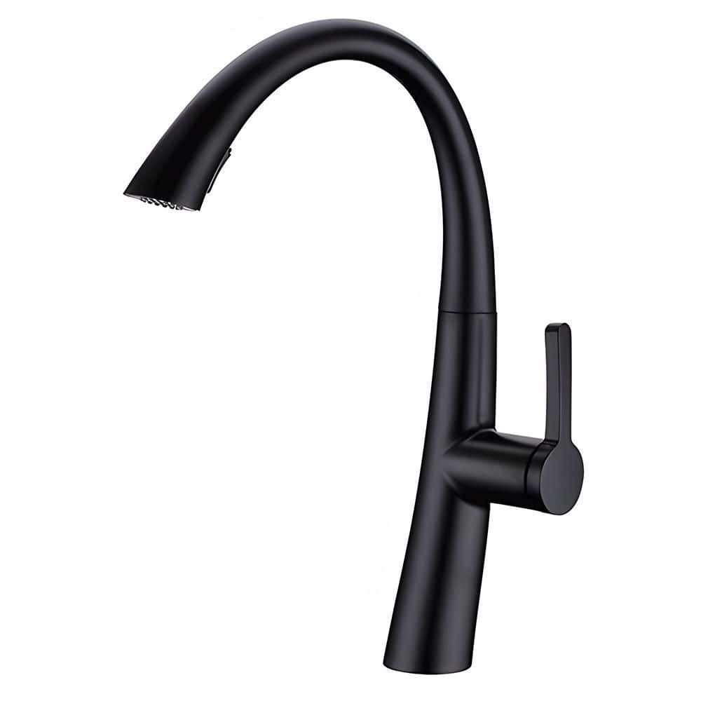 Homlux Single Handle Pull Down Sprayer Kitchen Faucet In Matte Black A890004d46 The Home Depot 0730