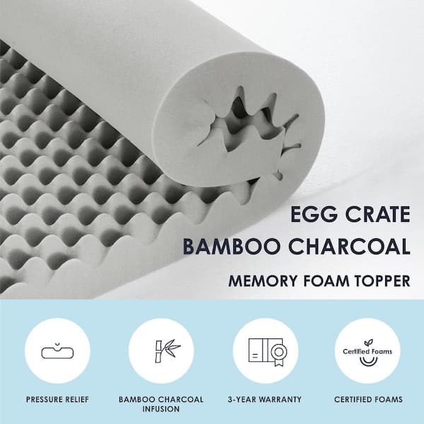 MELLOW 4 in. Short Queen Cooling Gel Egg Crate Memory Foam Mattress Topper  HD-ECMF-GM4SQ - The Home Depot