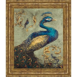 22 in. x 26 in. "Peacock on Sage I" by Tiffany Hakimipour Framed Printed Wall Art