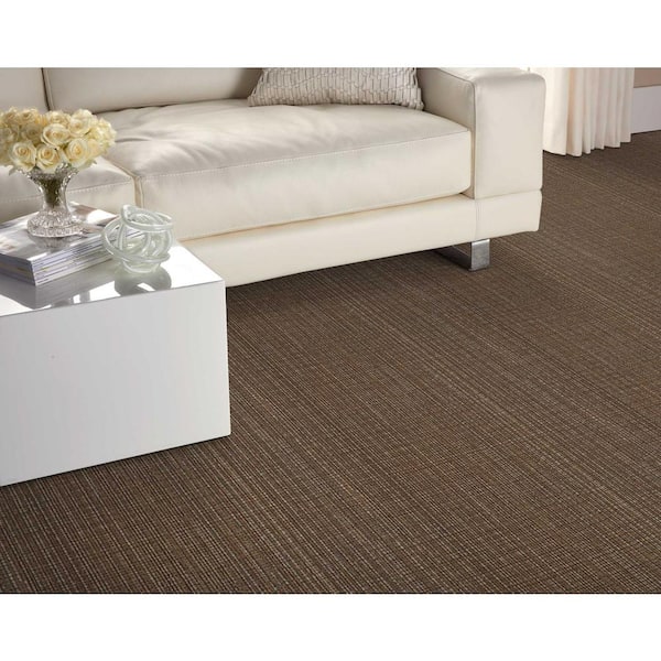 Modish Outlines Earth Brown 13.2 ft. 32.44 oz. Wool Loop Installed Carpet