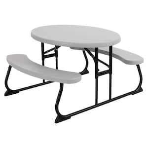 39.6 in. Pumice Oval Steel and Resin Kids Picnic Table Seats 4