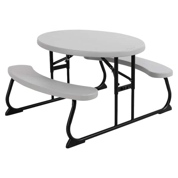 Lifetime 39.6 in. Pumice Oval Steel and Resin Kids Picnic Table Seats 4