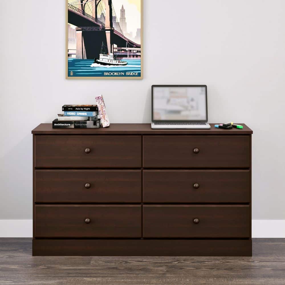 Espresso 55'' Horizontal Double Dresser with Extra Deep Drawers
