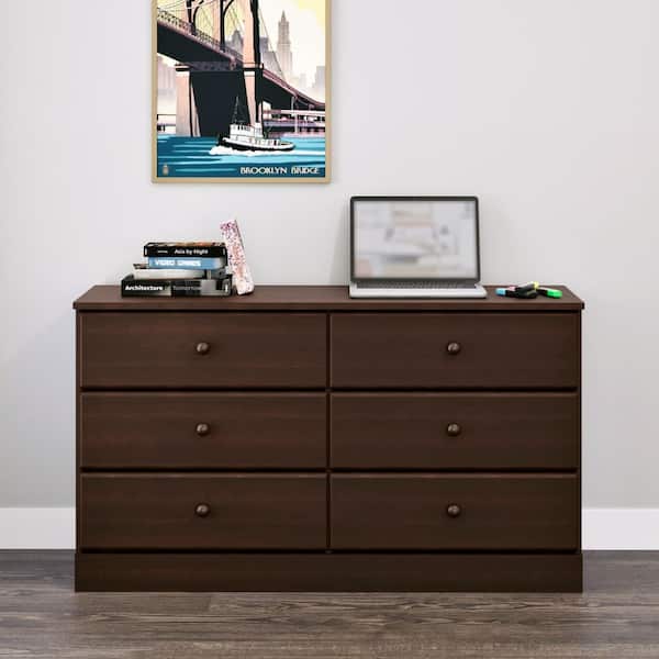 Prepac Astrid Espresso Finish 6-Drawer Double Dresser (26.85 in H