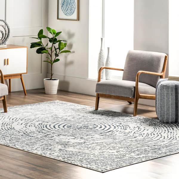 Antonella Modern Abstract Maze Blue 4 ft. 3 in. ft. x 6 ft. Area Rug