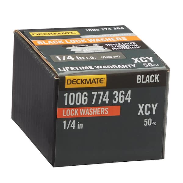 1/4 in. Black Deck Bolt Exterior Split Lock Washer (50-Pack)