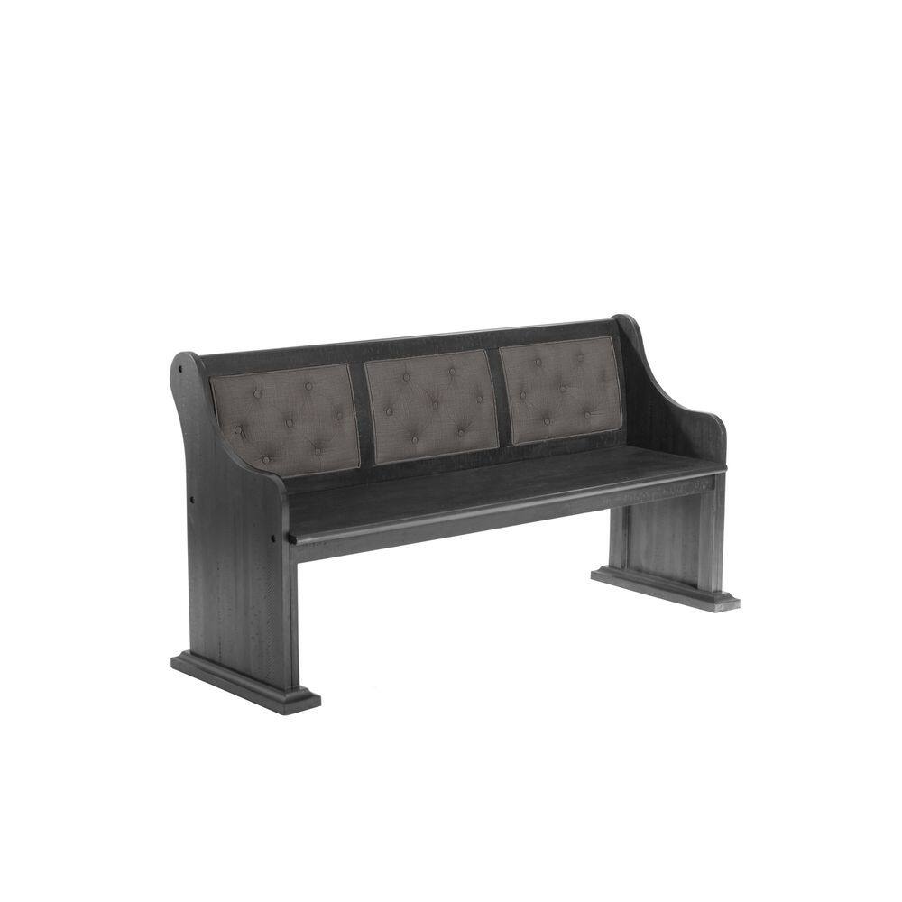 Dark Gray Wood Extendable Dining Set with Gray Linen Chairs and Bench