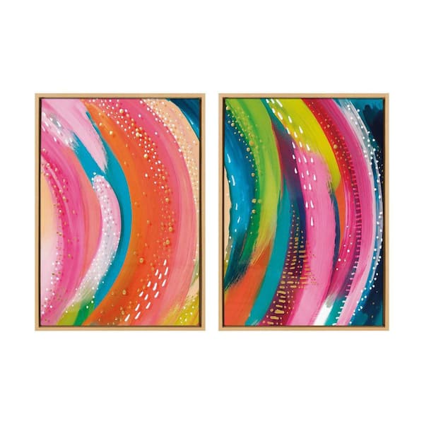 Kate and Laurel Sylvie "Bright Abstract Left and Right" by Jessi Raulet of Ettavee 2 Piece Framed Art Print 18 in. x 24 in.