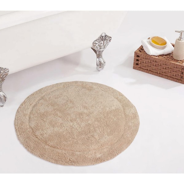 Waterford Collection 100% Cotton Tufted Bath Rug, Machine Wash, 22 in. Round, Linen