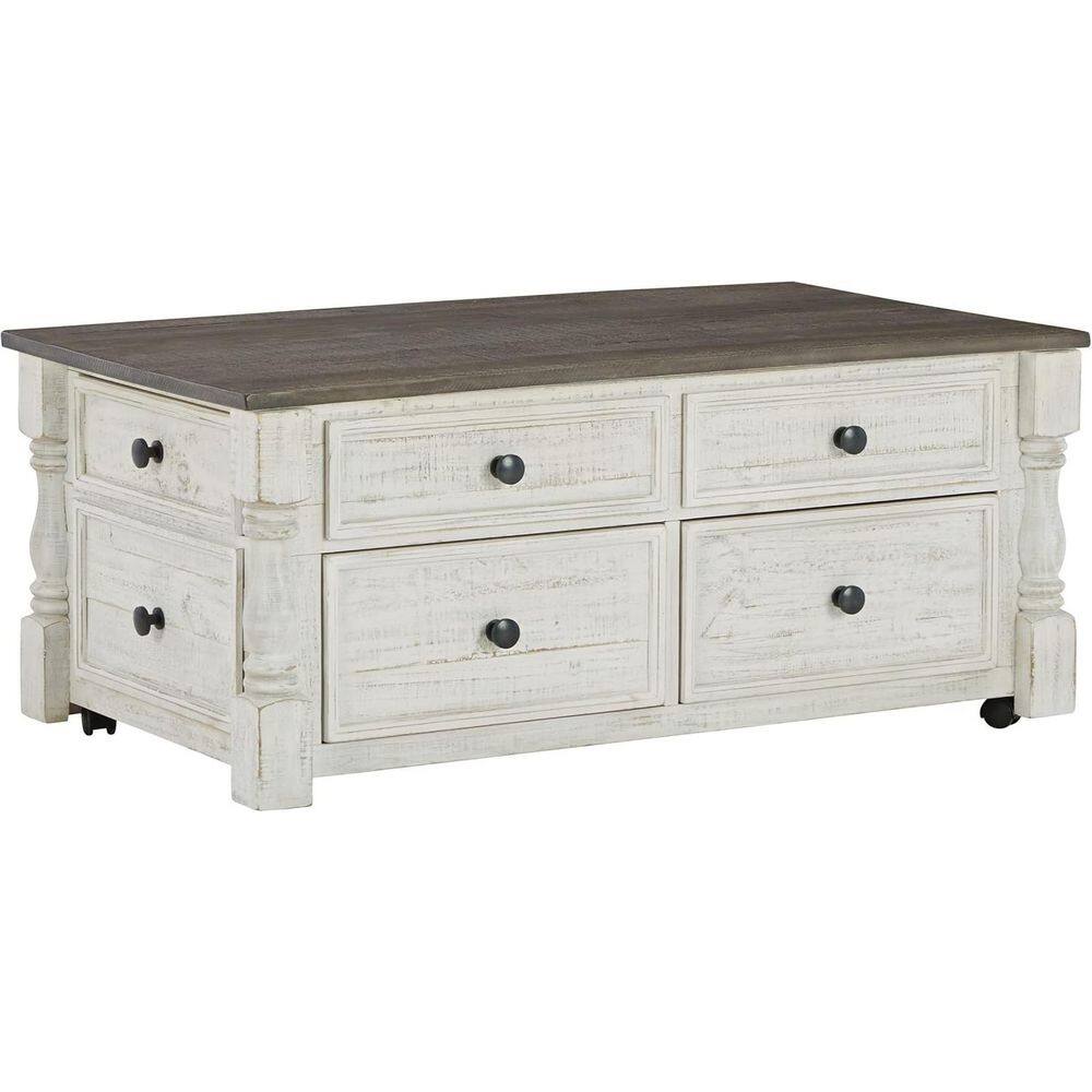 46 in. Brown/White Rectangle Wood Top Coffee Table
