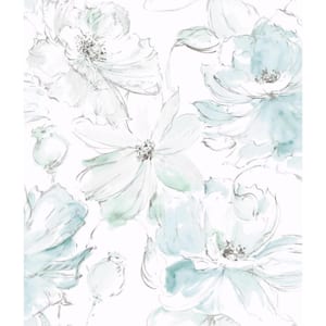 Floral Dreams Blue/Green Paper Strippable Roll (Covers 56 sq. ft.)