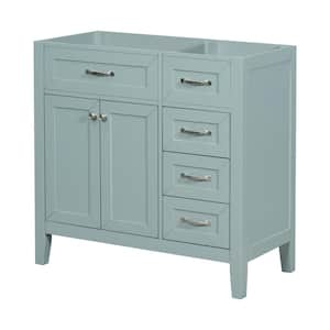 35.5 in. W x 17.7 in. D x 35 in. H Bath Vanity Cabinet without Top in Green, 3-Drawers