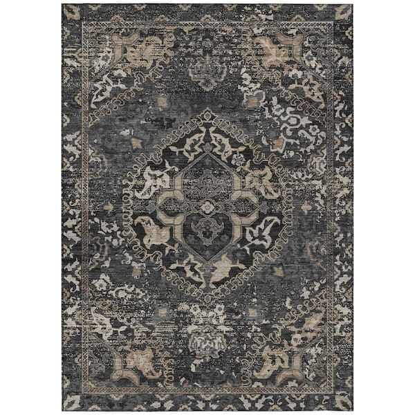 Chantille Machine Washable Indoor/Outdoor Abstract ACN3169 Black 10 ft. x 14 ft. Area Rug