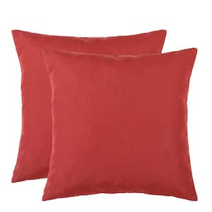 Sunbrella Red Outdoor Bolster Pillow with Inserts 2-Pack