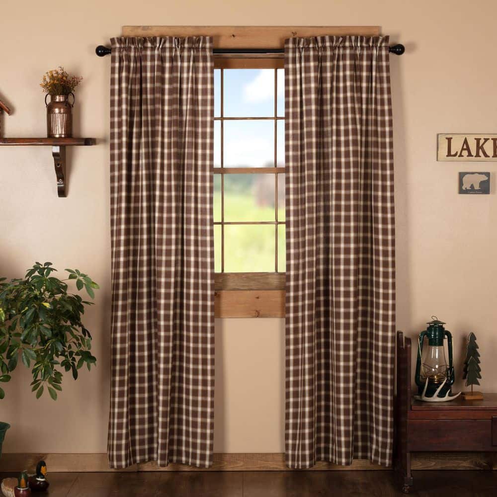 Rory 84'' Light-Filtering White Cotton Plaid Window Panels